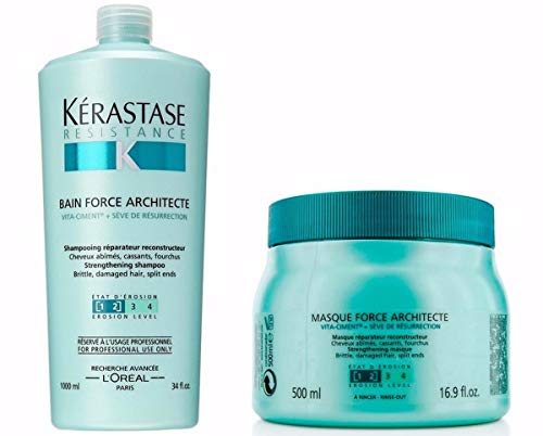 Kit Kérastase Force Architecte Shampoo 1000ml + Máscara 500ml (2 Produtos)