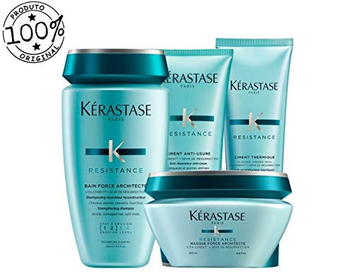Kit Kérastase Force Architecte Shampoo 250ml + Condicionador 200ml + Máscara 200ml + Leave-in 150ml (4 Produtos)
