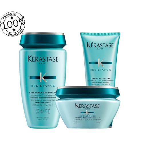 Kit Kérastase Force Architecte Shampoo 250ml + Condicionador 200ml + Máscara 200ml (3 Produtos)