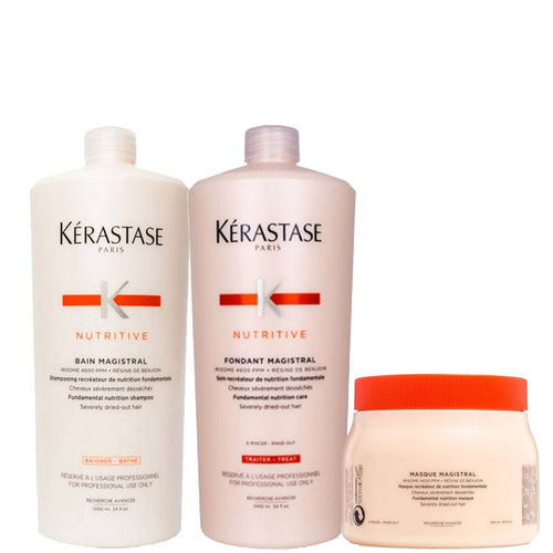 Kit Kérastase Nutritive Magistral Shampoo 1000ml + Condicionador 1000ml + Máscara
