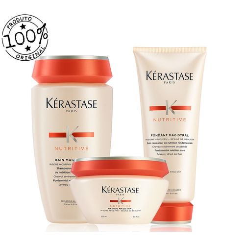 Kit Kérastase Nutritive Magistral Shampoo 250ml + Condicionador 200ml + Máscara 200ml (03 Produtos)