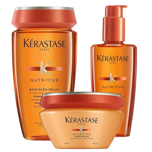 Kit Kérastase Nutritive Óleo Relax - Shampoo 250ml, Máscara 200g e Fluído 125ml
