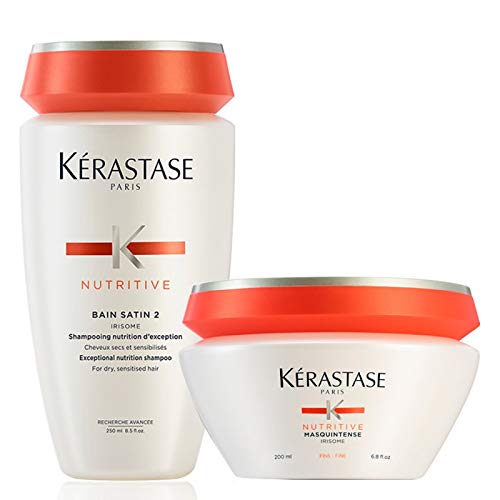 Kit Kérastase Nutritive Shampoo Bain Satin 2 250ml + Masquintense Finos 200ml (02 Produtos)