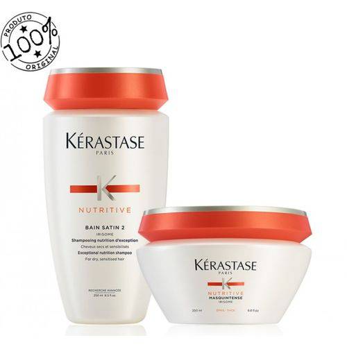 Kit Kérastase Nutritive Shampoo Bain Satin 2 + Masquintense Cabelos Grossos (02 Produtos)