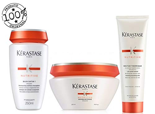 Kit Kérastase Nutritive Shampoo Satin 1+ Masquintense Grossos+Nectar Thermique (03 Produtos)