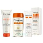 Kit Kérastase Shampoo Bain Satin 1 250ml + Condicionador Lait Vital 200ml + Protetor Térmico Nectar