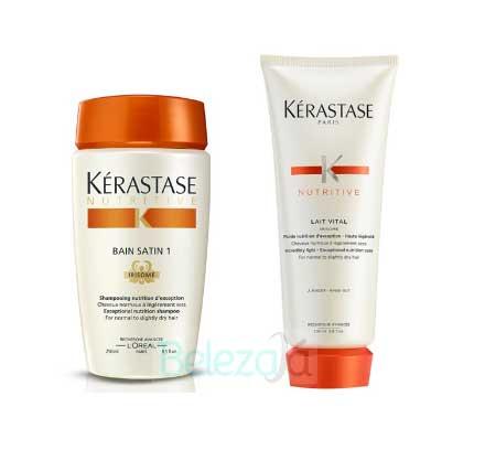Kit Kérastase Shampoo Bain Satin 1 250ml + Condicionador Lait Vital 200ml