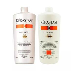 Kit Kérastase - Shampoo Bain Satin 2 Litro + Lait Vital 2x1000ml