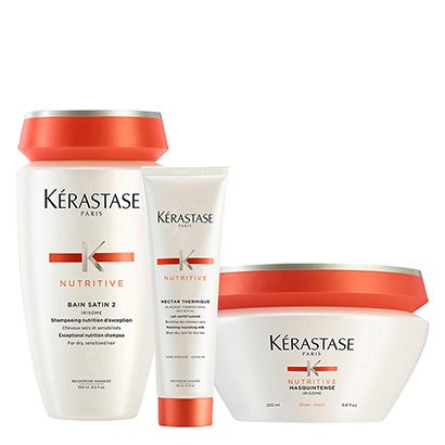Kit Kérastase Shampoo Nutritive Bain Satin+ Máscara Nutritive Masquintense+Leave In