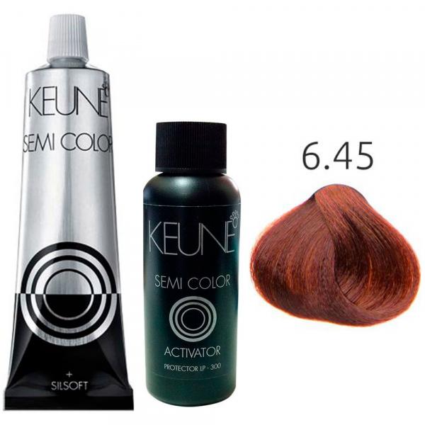Kit Keune Semi Color 60ml - Cor 6.45 - Louro Escuro Cobre Mogno + Ativador 60ml