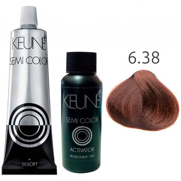 Kit Keune Semi Color 60ml - Cor 6.38 - Louro Escuro Avelã + Ativador 60ml