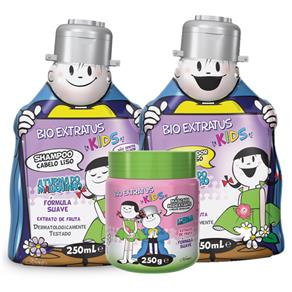 Kit Kids para Cabelo Lisos Shampoo 250ml+Condicionador 250ml+Mascara 250g Bio Extratus
