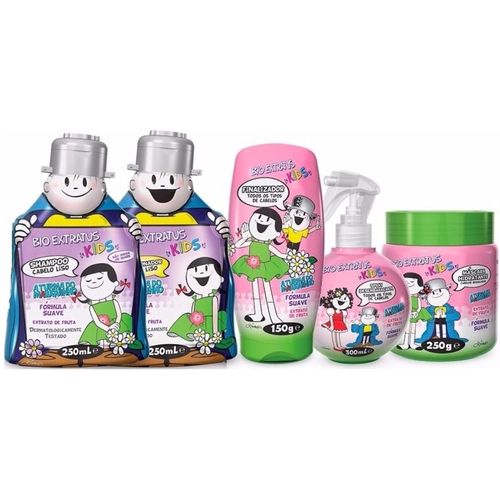 Kit Kids Shampoo+condicionador+ Spray+ Finalizador+mascara Cabelos Lisos
