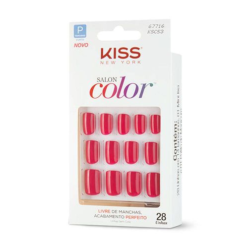 Kit Kiss Unhas Postiças Salon Color Curto Angel