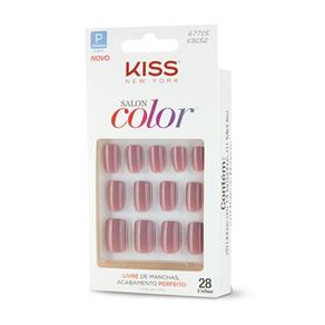 Kit Kiss Unhas Postiças Salon Color Curto Beautiful - 28un.