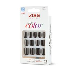 Kit Kiss Unhas Postiças Salon Color Curto Chic - 28un.