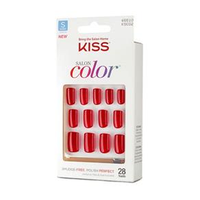Kit Kiss Unhas Postiças Salon Color Curto New Girl - 28un.