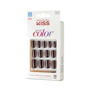 Kit Kiss Unhas Postiças Salon Color Curto Vanity - 28un.