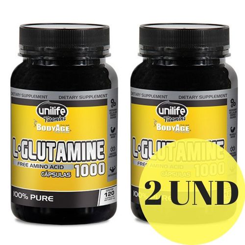 Kit 2 L-glutamina 100% Pura 120 Cápsulas 1000mg - Unilife