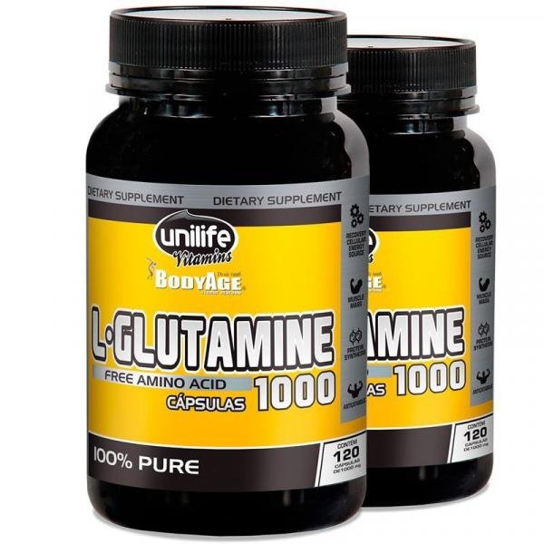 Kit 2 L-Glutamina 100 Pura 120 Cápsulas Unilife