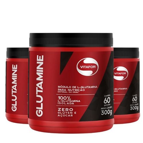 Kit 3 L-Glutamina Glutamine - Vitafor - 300G