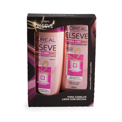 Kit L Oréal Elseve Shampoo + Condiconador Quera-Liso 200ml