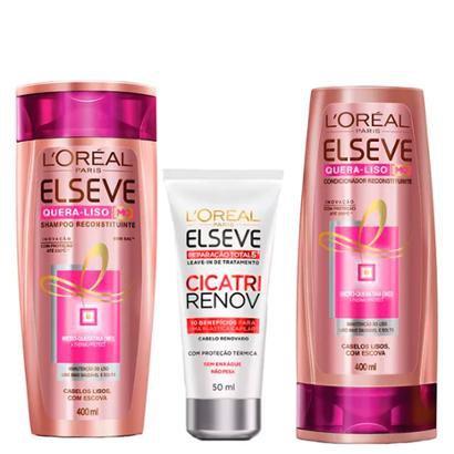 Kit L?Oréal Paris Elseve Quera-Liso Mq 230º Shampoo + Leave-In + Ganhe Condicionador