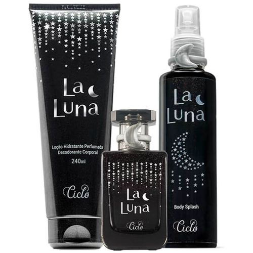 Kit La Luna com Perfume Feminino Deo Colônia, Body Splash e Loção Hidratante Ciclo Cosméticos