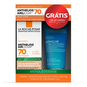 Kit La Roche-Posay Anthelios Aicilium + Effaclar - Protetor Solar FPS 70 + Gel de Limpeza