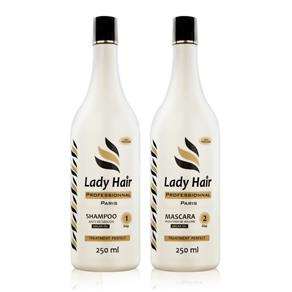 Kit Ladyhair Progressiva Tradicional Sem Formol com Oleo de Argan - Liso Perfeito - Linha Premium Kit Premium - 2 Produtos