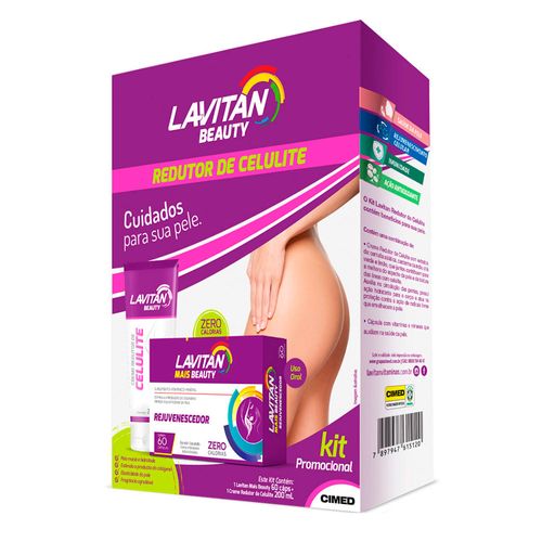 Kit Lavitan Beauty 60 Cápsulas + Creme Redutor de Celulite 200ml