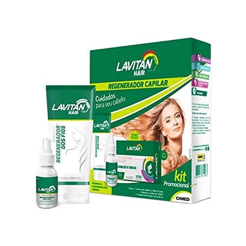 Kit Lavitan Hair com Lavitan Cabelos e Unhas 30 Cápsulas + Shampoo Lavitan Hair 200ml + Solução Lavitan Hair 50ml