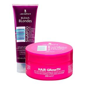 Kit Lee Stafford Shampoo Bleach Blondes 250ml + Máscara de Tratamento Hair Growth 200ml