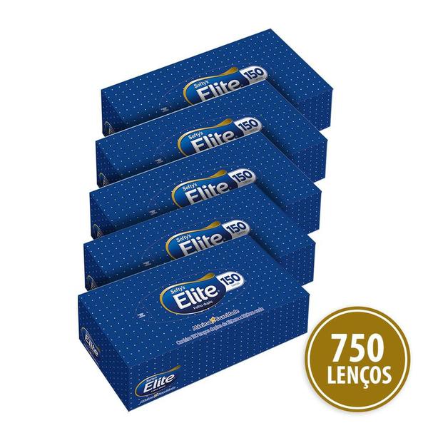 Kit Lenço de Papel Elite Softys 5 Pacotes - 150 Folhas Cada