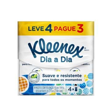 Kit Lenço de Papel Kleenex Bolso 10 Unidades Leve 4 Pague 3
