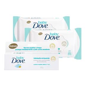 Kit 2 Lenços Umedecidos Dove Baby Hidratação Sensivel 50 Unidades + Creme Assadura Dove Baby