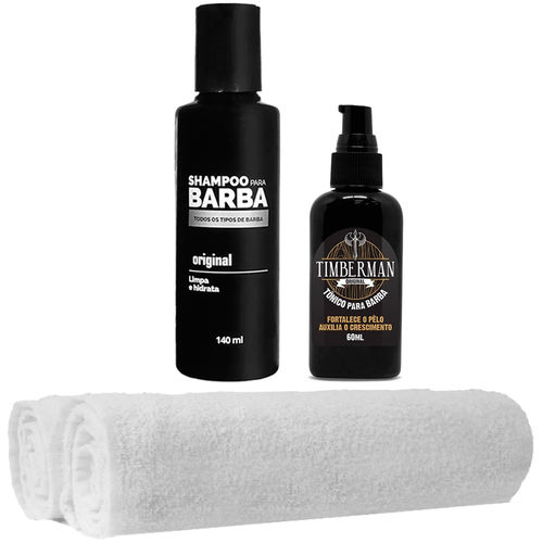 Kit Barbeiro Tônico Shampoo Toalhas Usebarba