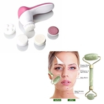 Kit Limpeza de Pele 5 em 1 Portátil Esfoliação Facial + Rolo Massageador Facial Pedra Jade