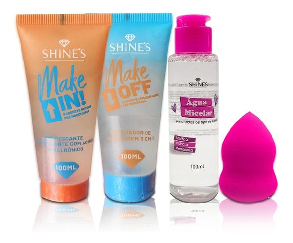 Kit Limpeza Facial Make In Make Off Agua Micelar Esponja - Shine's