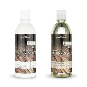 Kit Limpeza Shampoo+Condicionador Antirresíduos Gotas Verdes
