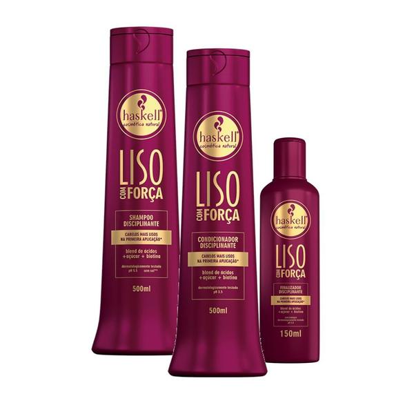 Kit Liso com Força (Sh + Cond) 500ml + Leave-in 150ml - Haskell