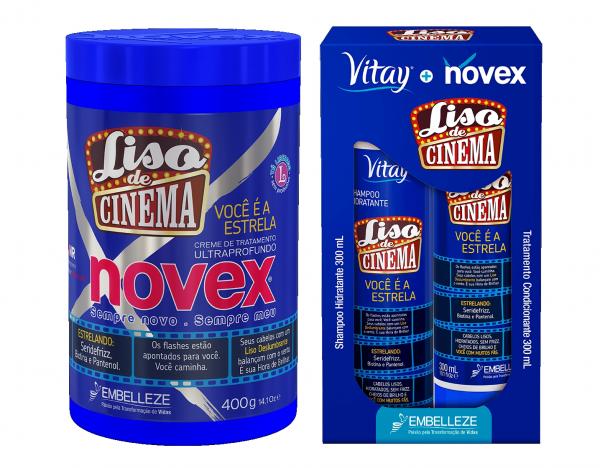Kit Liso de Cinema Novex Shampoo,condicionador e Mascara de Tratamento - Embelleze