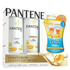 Kit Liso Extremo Pantene - Shampoo + Condicionador + Gillette Venus Malibu Kit