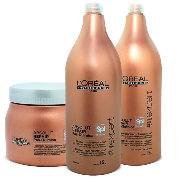 Kit L'oréal Absolut Repair Pós Química - Shampoo 1,5L + Condicionador 1,5L + Máscara 500ml - L'oréal Professionnel