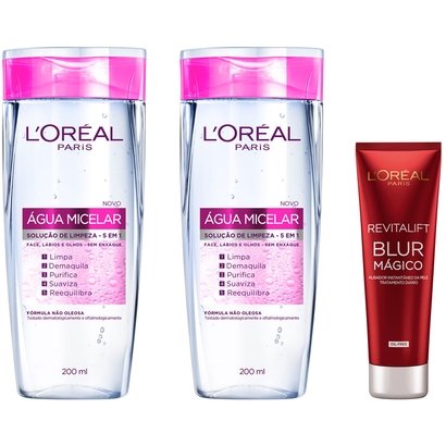 Kit L'Oréal Paris 2 Águas Micelar Solução de Limpeza Facial 5 em 1 + Revitalift Blur Mágico