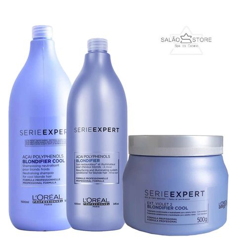 Kit L'Oréal Professionnel Blondifier Cool (Shampoo 1,5L + Condicionador 1,5L + Máscara 500gr)