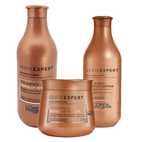 Kit L'Oréal Professionnel Expert Absolut Repair Pós Química - Shampoo 300ml + Condicionador 200ml + Máscara 250ml