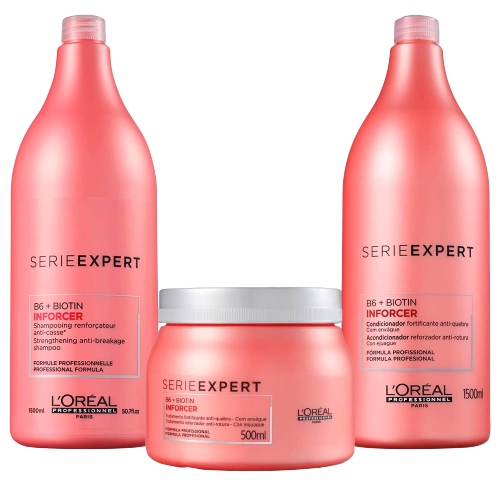 Kit L'Oréal Professionnel Inforcer Shampoo 1500ml- Condicionador 1500 Ml- Mascara 500gr - L'oreal Professionnel