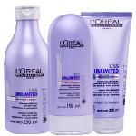 Kit Loréal Professionnel Liss Unlimited Shampoo 250ml +Condicionador 150ml +Creme de Pentear 200ml