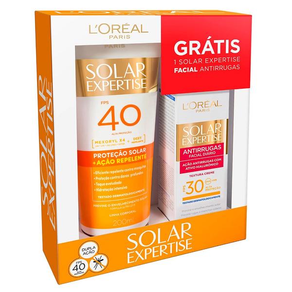Kit Loreal Protetor Solar com Repelente FPS40 200ml + Protetor Solar Antirrugas FPS30 25g - Beard Brasil